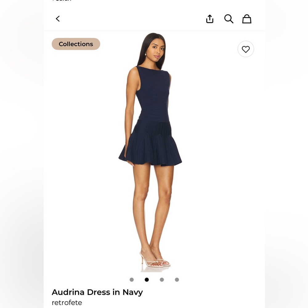 Retrofete Audrina Mini Dress in Navy Blue